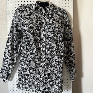 Lauren by Ralph Lauren Woman Navy/Cream Long Sleeve Buttoned Shirt 1X NWT